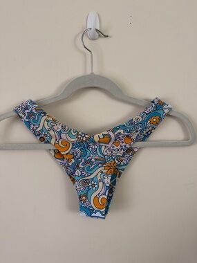Kulani Kinis Floral Print Bikini Bottom - Blue & Orange